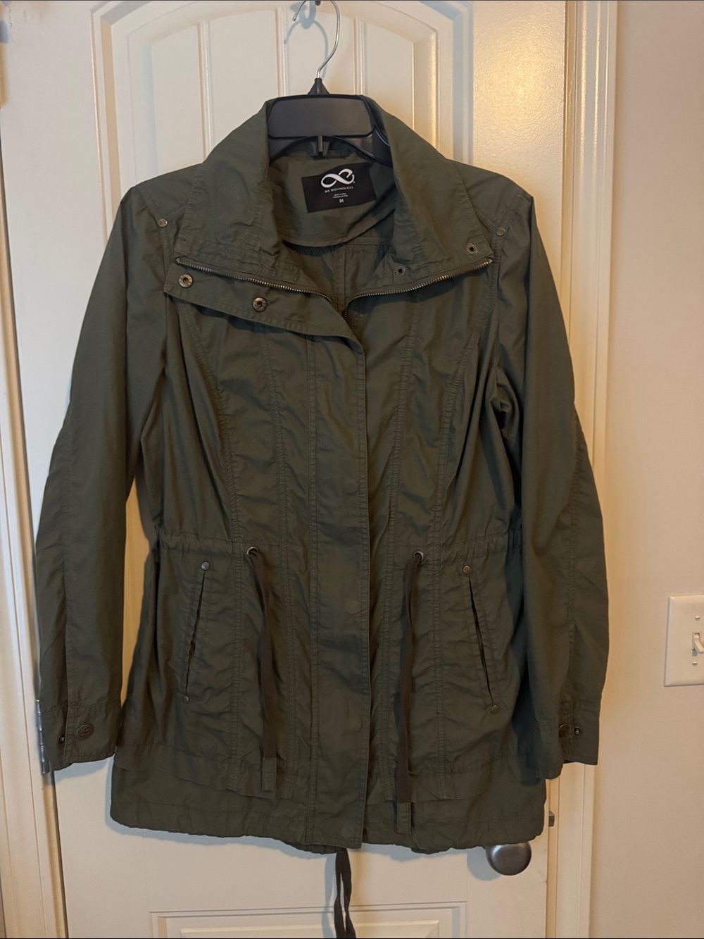 Women’s Olive Utility Jacket with Adjustable Waist